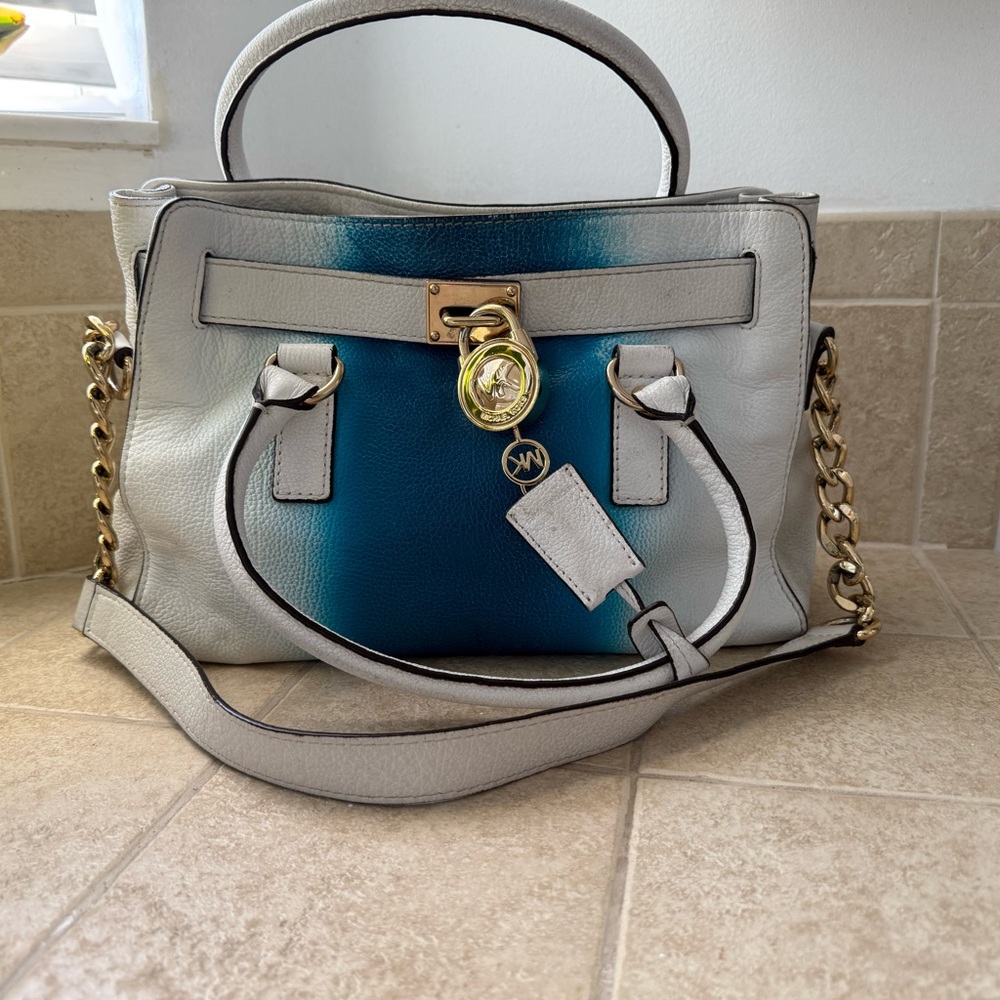 Michael Kors Teal and Gray Satchel